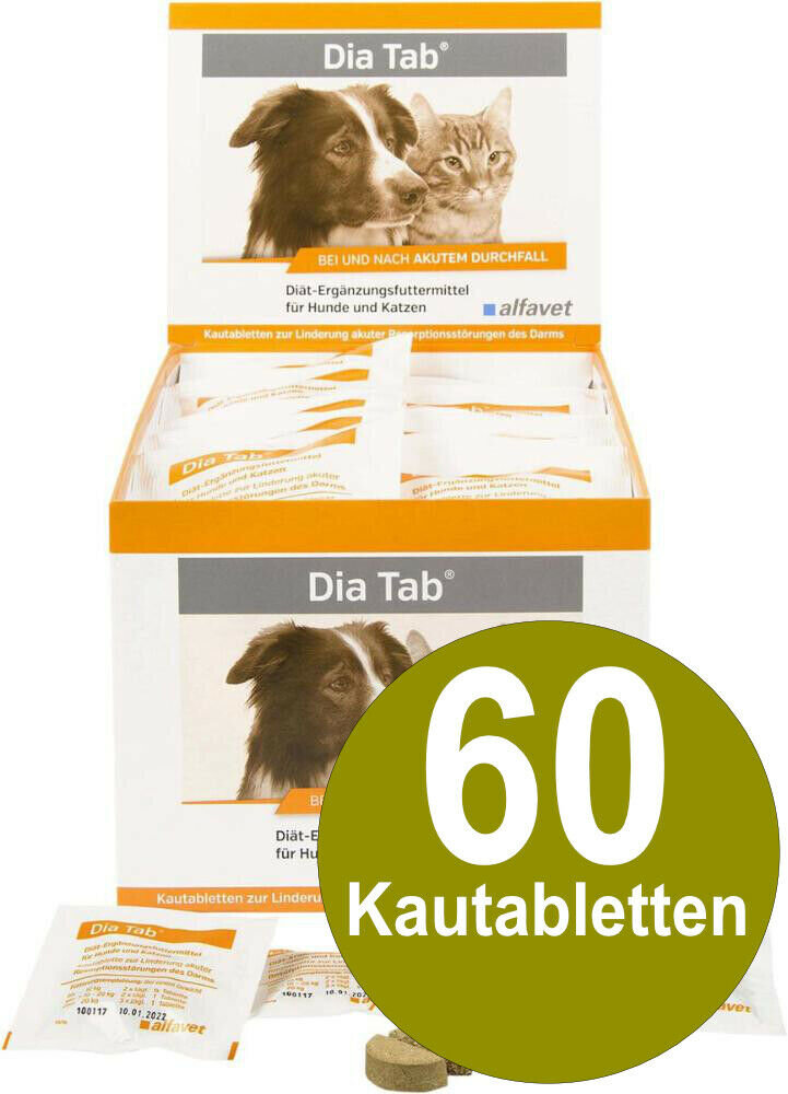 Alfavet Dia Tab 60 Kautabletten für Hund & Katz Durchfall, 68,90 €